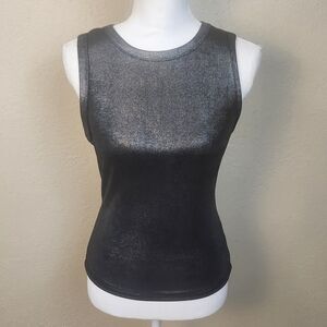 The Line Of Style Gray Metallic Sleeveless Tank Top Medium (5381)